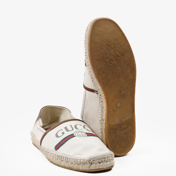 Gucci White Web Accent Canvas Espadrilles - Picture 5 of 12